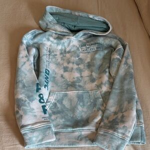 abercrombie kids aqua and white tie-dye hoodie